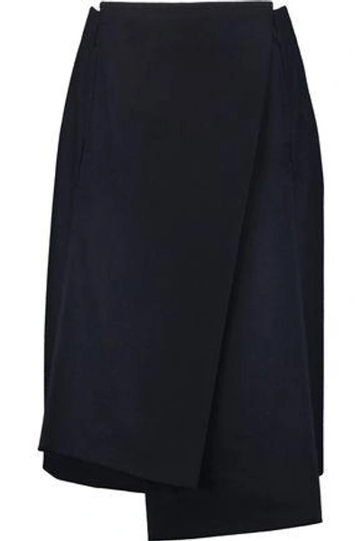Shop Jil Sander Woman Asymmetric Twill Midi Skirt Navy