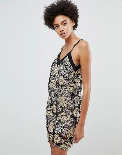 Shop N12h Midnight Blooms Lace Slip Dress-gold