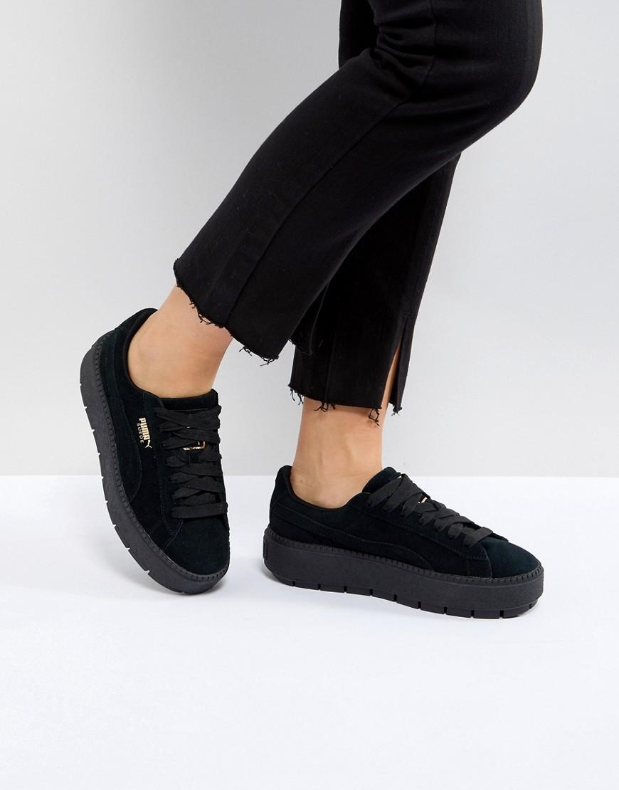 puma black platform sneakers