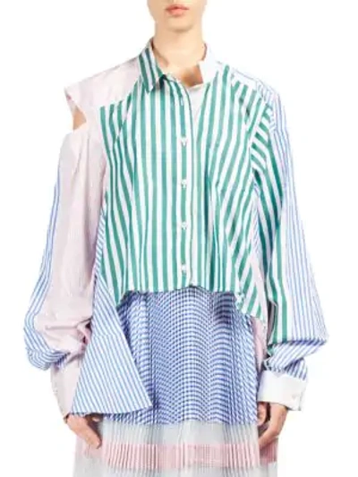 Shop Sacai Striped Convertible Shirt In Stripe Multi