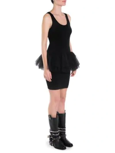 Shop Moschino Tulle Waist Knit Tank Dress In Black
