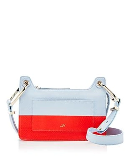 Shop Jason Wu Suvi Color-block Snakeskin Shoulder Bag In Coral Reef Red/gold