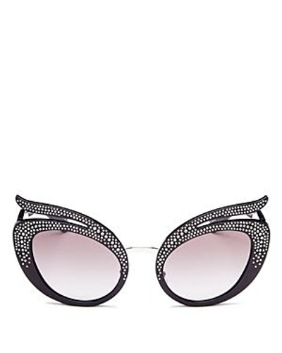 Shop Miu Miu Women's Embellished Cat Eye Sunglasses, 55mm In Transparent Violet/gray Gradient