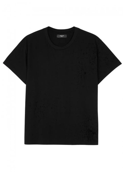 Shop Amiri Shotgun Distressed Cotton T-shirt In Black