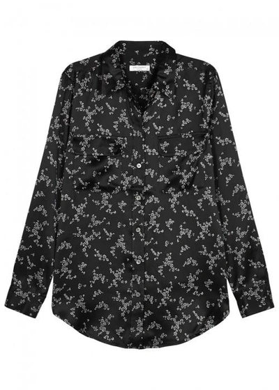 Shop Equipment Signature Floral-print Silk Shirt In Black And White