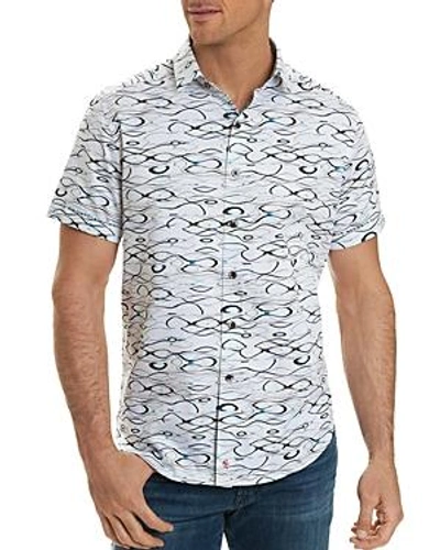 Shop Robert Graham Illusions Printed Short Sleeve Button-down Shirt In White