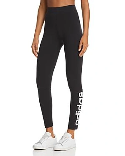 Shop Adidas Originals Linear Logo Leggings In Black/white