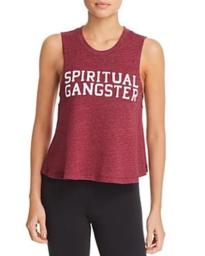 Shop Spiritual Gangster Varsity Cropped Tank In Acai