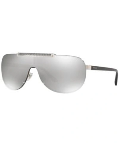 Shop Versace Sunglasses, Ve2140 In Silver / Grey Silver Mirror