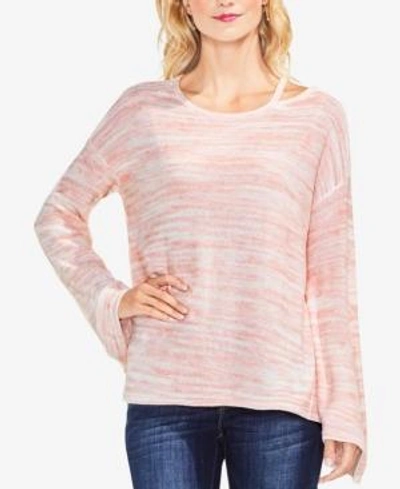 Shop Vince Camuto Cutout-neck Space-dyed Sweater In Light Rosewood