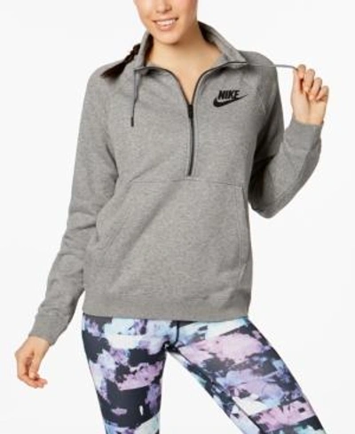 Shop Nike Sportswear Rally Half-zip Fleece Top In Carbon Heather/black