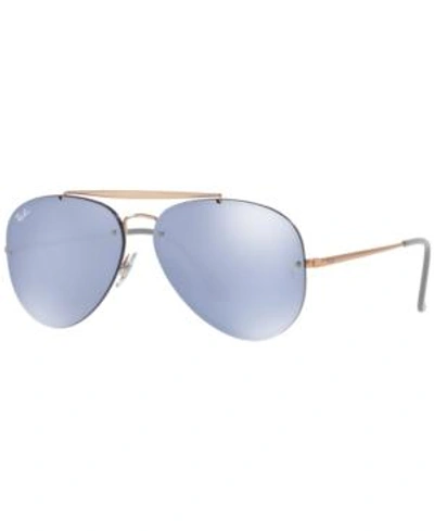 Shop Ray Ban Ray-ban Sunglasses, Rb3584n Blaze Aviator Mirror In Green / Silver Mirror