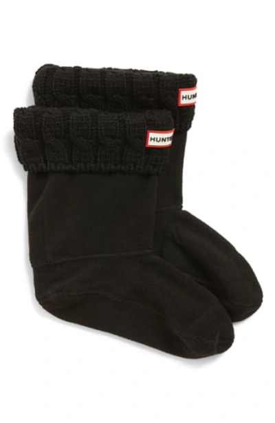 Shop Hunter Original Short Cable Knit Cuff Welly Boot Socks In Black