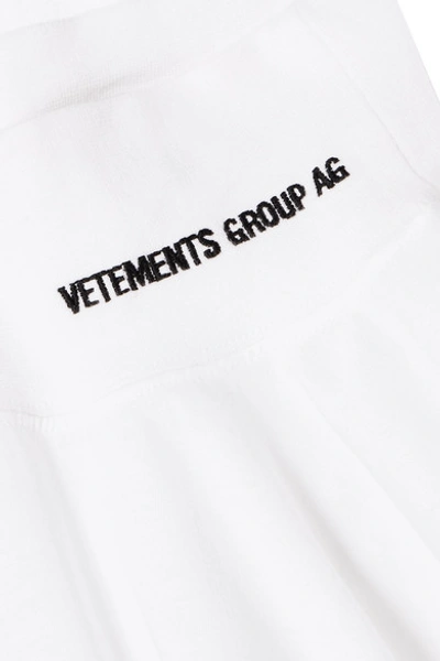 Shop Vetements Oversized Embroidered Cotton-jersey Turtleneck Top In White
