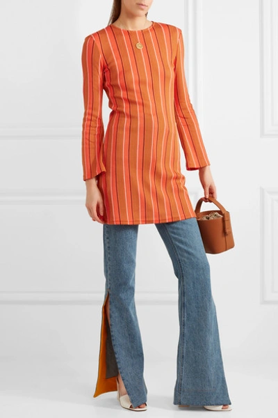 Shop Simon Miller Capol Striped Cotton-blend Tunic In Orange