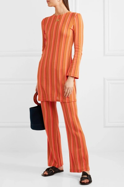 Shop Simon Miller Capol Striped Cotton-blend Tunic In Orange