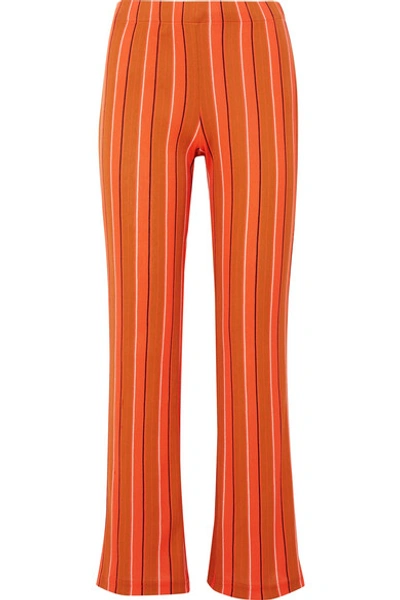 Shop Simon Miller Cyrene Striped Cotton-blend Flared Pants In Orange