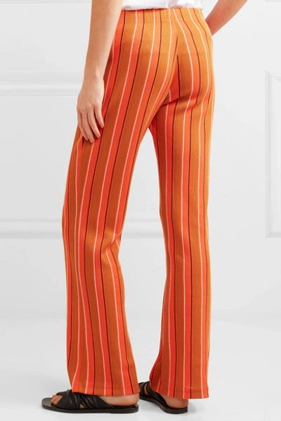 Shop Simon Miller Cyrene Striped Cotton-blend Flared Pants In Orange