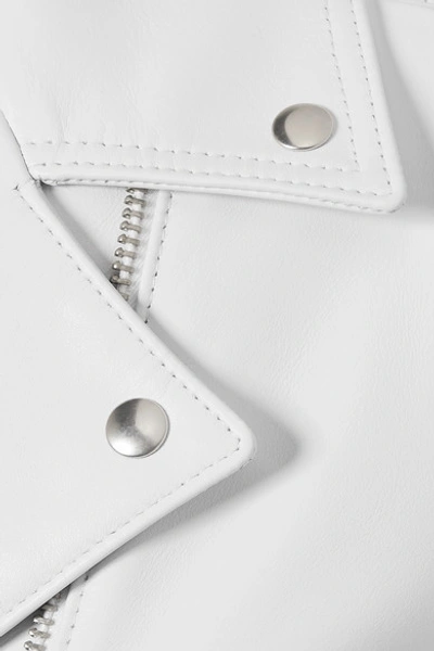Shop Calvin Klein 205w39nyc Cropped Leather Biker Jacket In White