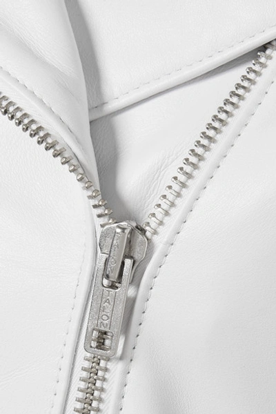 Shop Calvin Klein 205w39nyc Cropped Leather Biker Jacket In White