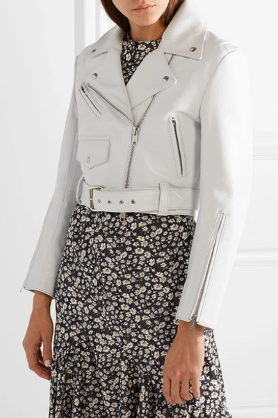 Shop Calvin Klein 205w39nyc Cropped Leather Biker Jacket In White