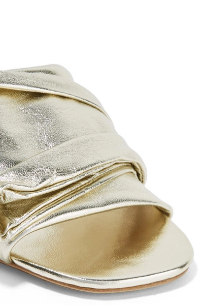 Shop Robert Clergerie Igad Metallic Leather Slides In Gold