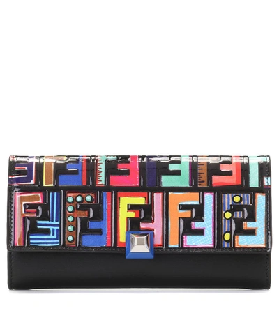 Shop Fendi Embellished Leather Wallet In Multicoloured