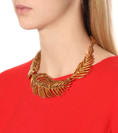 Shop Oscar De La Renta Palm Leaf Necklace In Gold