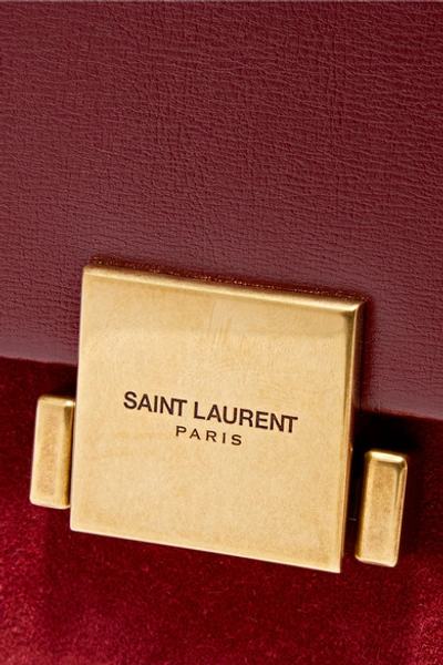 Shop Saint Laurent Bellechasse Leather And Suede Shoulder Bag In Burgundy