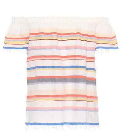 Shop Lemlem Striped Off-the-shoulder Top In Multicoloured