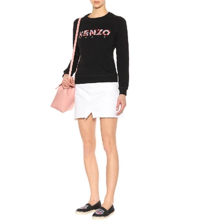 Shop Kenzo Embroidered Cotton Sweatshirt In Black