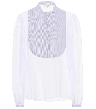 Shop Isa Arfen Tulle Bib-front Blouse In White