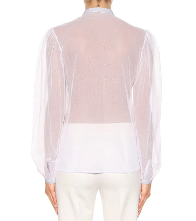 Shop Isa Arfen Tulle Bib-front Blouse In White