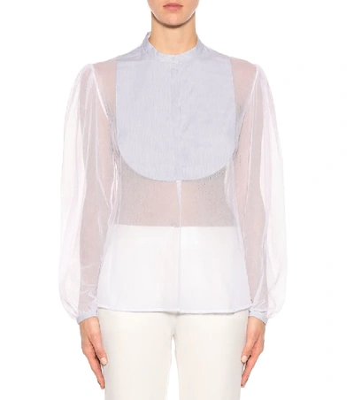 Shop Isa Arfen Tulle Bib-front Blouse In White