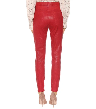 Shop J Brand Maria High-waisted Leather Trousers In Red