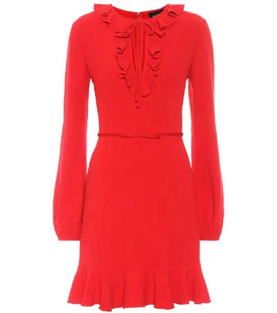 Shop Giambattista Valli Ruffled Crêpe Mini Dress In Red
