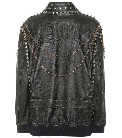 Shop Gucci Studded Leather Jacket In Black
