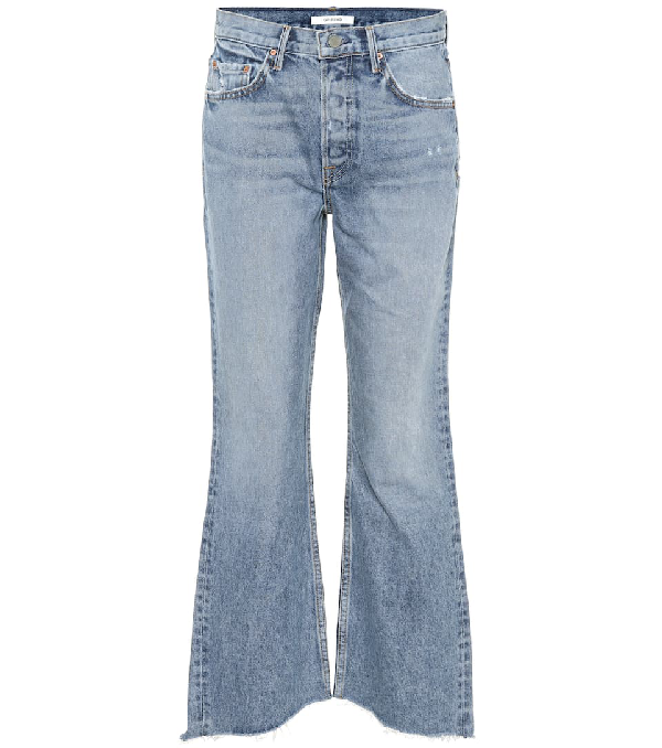 Grlfrnd Dahl Cropped High-rise Flared Jeans In Blue | ModeSens