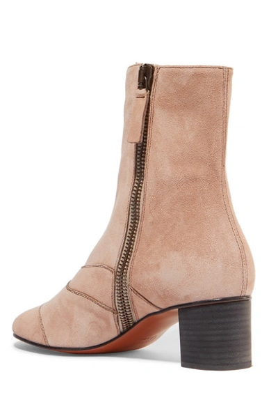 Shop Chloé Lexie Crosta Paneled Suede Ankle Boots In Neutral