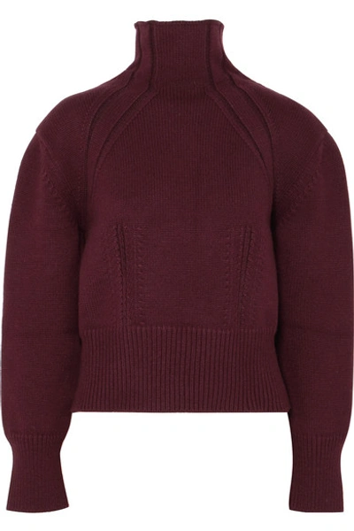 Shop Bottega Veneta Wool-blend Turtleneck Sweater In Burgundy