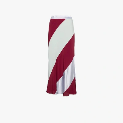 Shop Marni Silk Diagonal Striped Skirt In Multicolour