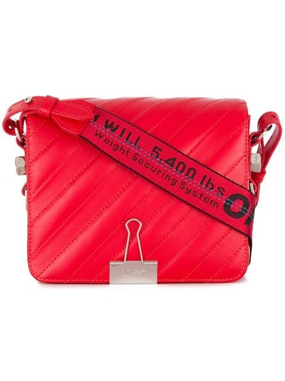 Shop Off-white Diag Padded Flap Bag - Red