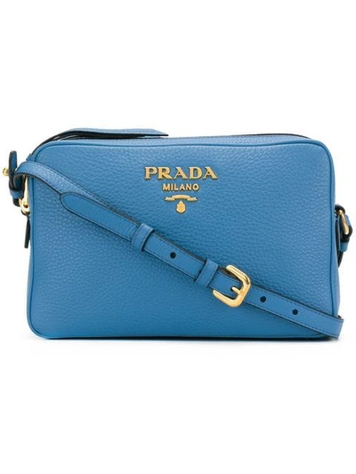 Shop Prada Logo Plaque Shoulder Bag