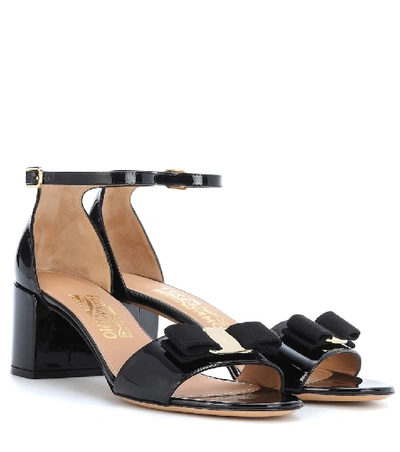 Shop Ferragamo Gavina Patent Leather Sandals In Black
