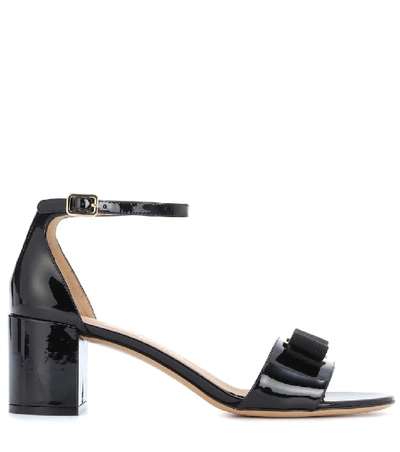 Shop Ferragamo Gavina Patent Leather Sandals In Black