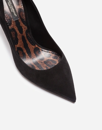 Shop Dolce & Gabbana Suede Pumps With A Leopard Print Sole In Black