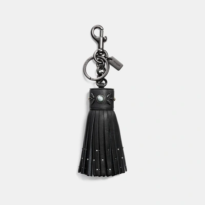 Shop Coach Tassel Bag Charm In Black/black
