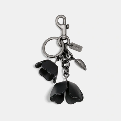 Shop Coach Essential Tea Rose Bag Charm In Black/black