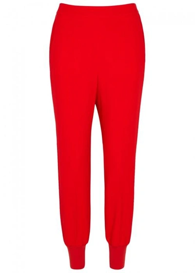 Shop Stella Mccartney Julia Red Crepe Jogging Trousers