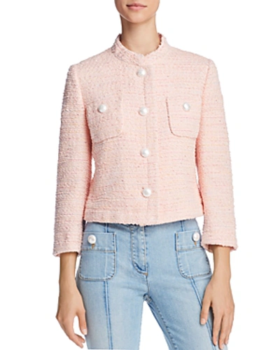 Shop Boutique Moschino Cropped Tweed Jacket In Pink